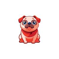 Cute Pug Dog Sitting on blue vector