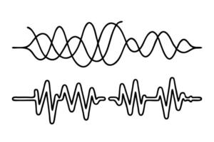 Sound wave with different amplitude Hand drawn line art flat illustration vector