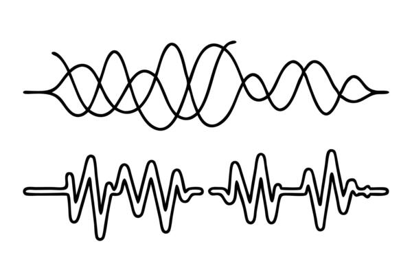 Sound wave with different amplitude Hand drawn line art flat illustration