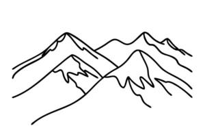 Mountain range landscape. Top view of mounts in simple linear style Hand drawn line art flat illustration vector