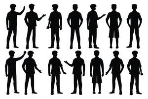 Man standing silhouettes set isolated flat illustration on white background vector