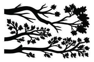 Tree branch silhouettes set isolated flat illustration on white background vector