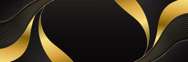 Abstract black and gold banner background, luxury design elements vector