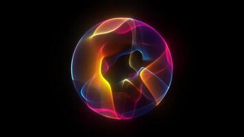 Abstract colorful sphere. Digital multicolored wave ball. Abstract technology, science, engineering and artificial intelligence background. Virtual assistant animation. Futuristic energy loop video