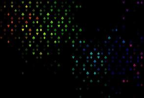 Dark Multicolor, Rainbow pattern with symbol of cards. vector