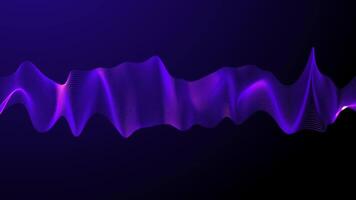 loop Purple minimal flat wave background. Glowing linear wave in the center moves horizontally. Audio and data visualization concept. Linear wave as sound with modern style in digital data flow video