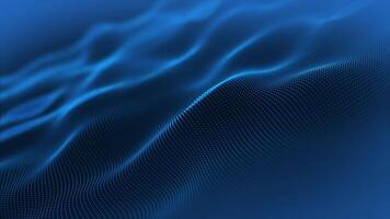 Particles blue wave Cyber technology background loop. Abstract seamless animation of mesh glowing dots digital luxurious wave particles flows background, Motion video