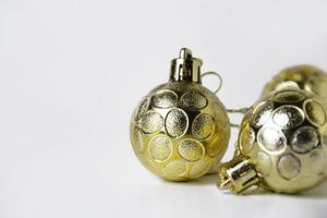 Closeup of festive gold ornaments with elegant textures photo