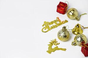 Minimalist white background with Christmas and New Year elements photo