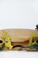 Wooden round platform ideal for showcasing accessories photo