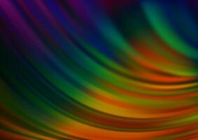 Dark Multicolor, Rainbow background with curved circles. vector