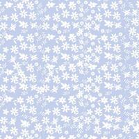 Elegant White Floral Seamless Pattern on Soft Blue Background Botanical Design vector