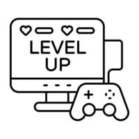 A Linear design icon of mobile game level up vector