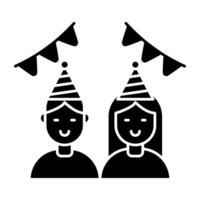 A solid design icon of birthday vector