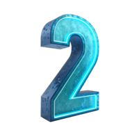 3d blue number 2 png