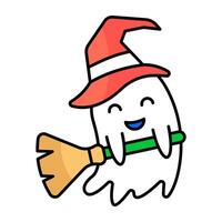 A flat design icon of witch vector