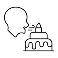 A linear icon design of blowing candle vector