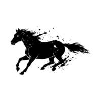 black horse running silhouette on white background vector
