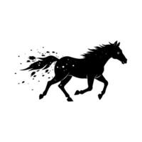 Dynamic running horse with a stunning splatter effect, perfect for modern designs and artistic projects. vector