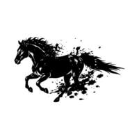 black horse running on white background vector
