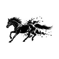 black and white silhouette of a horse running vector