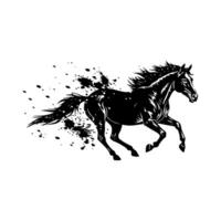 black horse running in the air with splatters vector