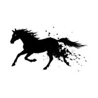 Bold running horse with an expressive splatter effect, ideal for tattoo designs and digital use. vector