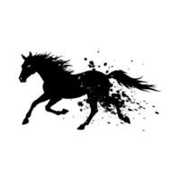 a black horse running with splatters on a white background vector
