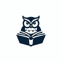 owl reading book icon illustration vector