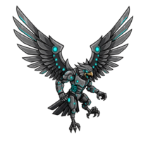 Cybernetic Eagle Futuristic Robotic Bird of Prey in Flight png