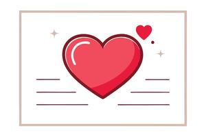 Valentine Red Heart on White Background with Writing Lines and Design vector