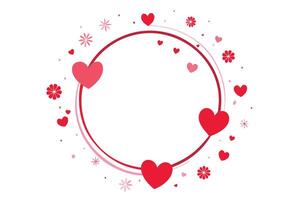 Decorative Red Heart Border with Flowers and Ornate Circle on White Space vector