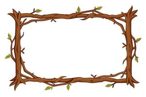 Cartoon Tree Branches with Leaves on White Background. Nature Themed Border vector
