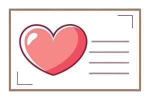 Heart Icon on White Card with Brown Border, Decorative Lines Design Element vector