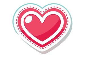 Fun Cartoon Heart Icon Design with Dashed Line and Aquamarine Border on White vector