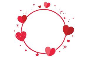 Circle with Red Hearts and Star Accents on a White Background Design vector