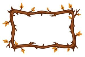 Cartoon of Brown Branches with Small Autumn Leaves on a White Background vector
