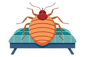 Bedbug Cartoon on Mattress with White Background vector