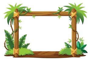 Jungle With Palm Trees and Green Foliage on a White Background Cartoon Style vector
