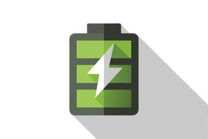 Battery Full Charge Icon with Lightning Flat Design Isolated on White Background vector