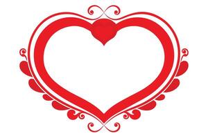 Heart Shaped with Red Ornate Border Details on a White Background vector