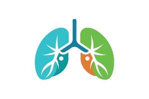 Colorful Lung Blue, Green and Orange Lung Design on White vector
