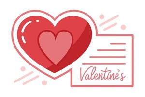 Valentine's Pink Heart with Text Design on Note Isolated on White Background vector