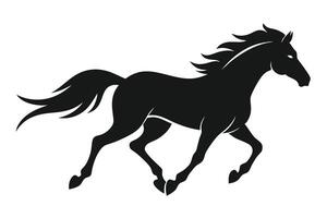 Elegant Running Horse Silhouette on White Background Dynamic Design vector