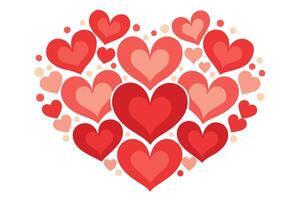 Heart Clipart on White Background, Red and Pink Hearts with Simple Design vector