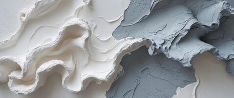 A close up of a wall with white and blue paint photo