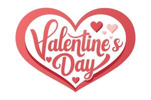 Valentine's Day Design with Red Heart and Elegant Script on White Background vector
