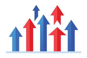 Upward Arrows Chart in Blue and Red Colors on White Background vector