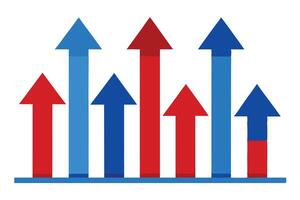 Ascending Arrows Flat Design, Directional Concept in Blue and Red on White vector