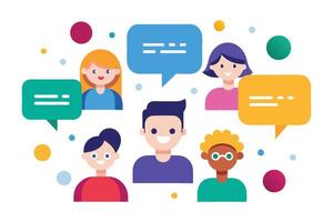 Diverse Group with Speech Bubbles Flat Design on White Background vector